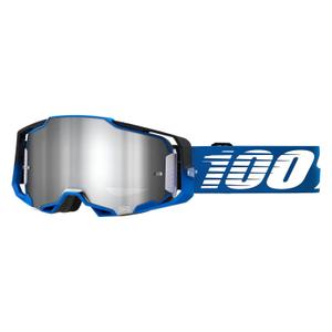 Очила за мотокрос 100% ARMEGA Rockchuck black-white-blue (silver plexi)