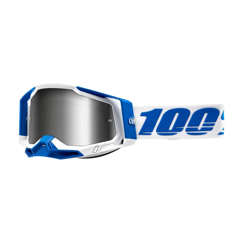 Motokrosové brýle 100% RACECRAFT 2 Isola bílo-modré (stříbrné plexi)