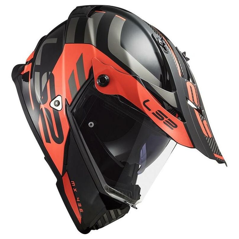 Каска за ендуро LS2 MX436 Pioneer Evo Adventurer черно-оранжев мат