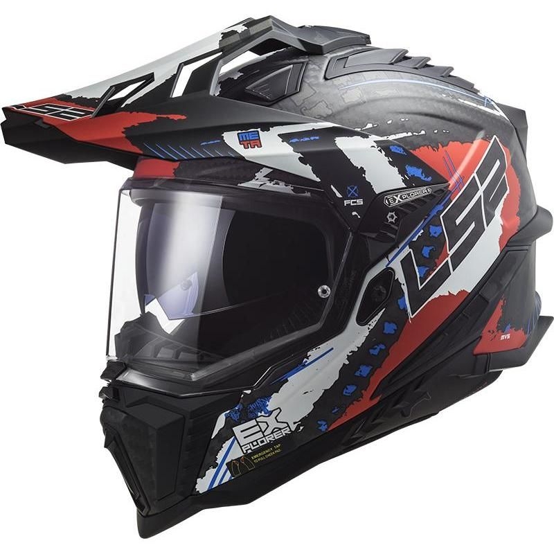 Каска за ендуро LS2 MX701 Explorer C Extend черно-синьо-червена