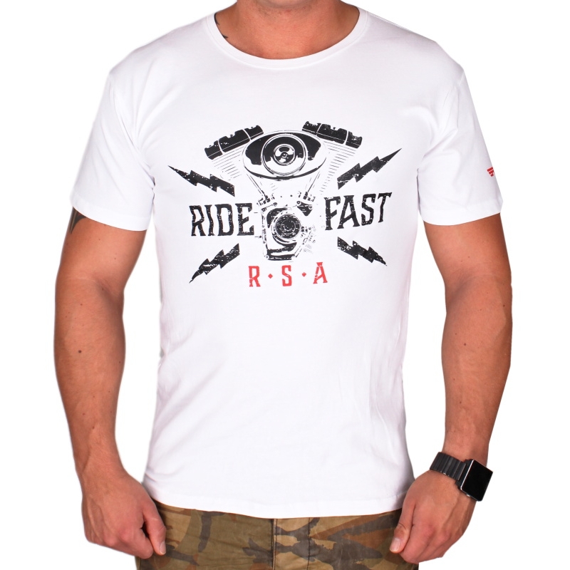 Тениска RSA Ride Fast бяла разпродажба