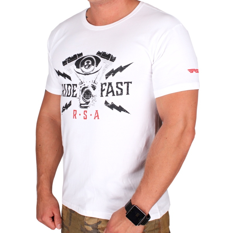 Тениска RSA Ride Fast бяла разпродажба