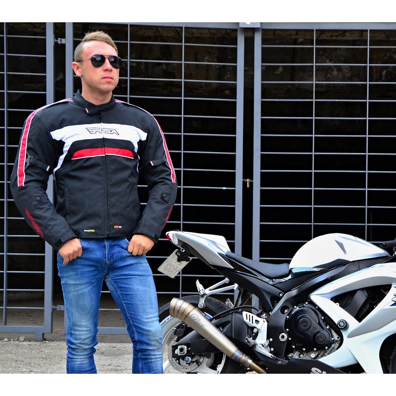 Bunda na motorku RSA Iron černo-červená výprodej