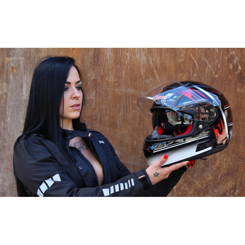 Přilba na motorku RSA SR-01 černo-červeno-bílá výprodej