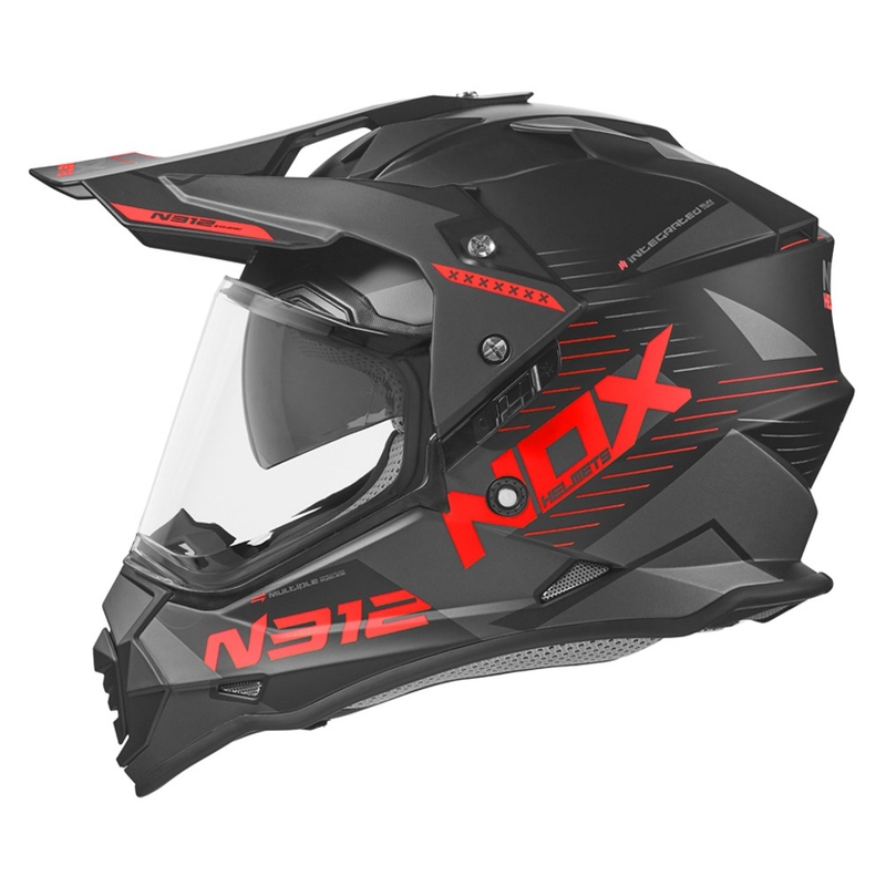 Enduro přilba NOX N312 EXTEND 2022 černo-šedo-červená výprodej