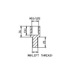 Adaptér na zpětné zrcátko PUIG ADAPTER REAR MIRROR HI-TECH M10 TO M8 LEFT THREAD černý to handlebar