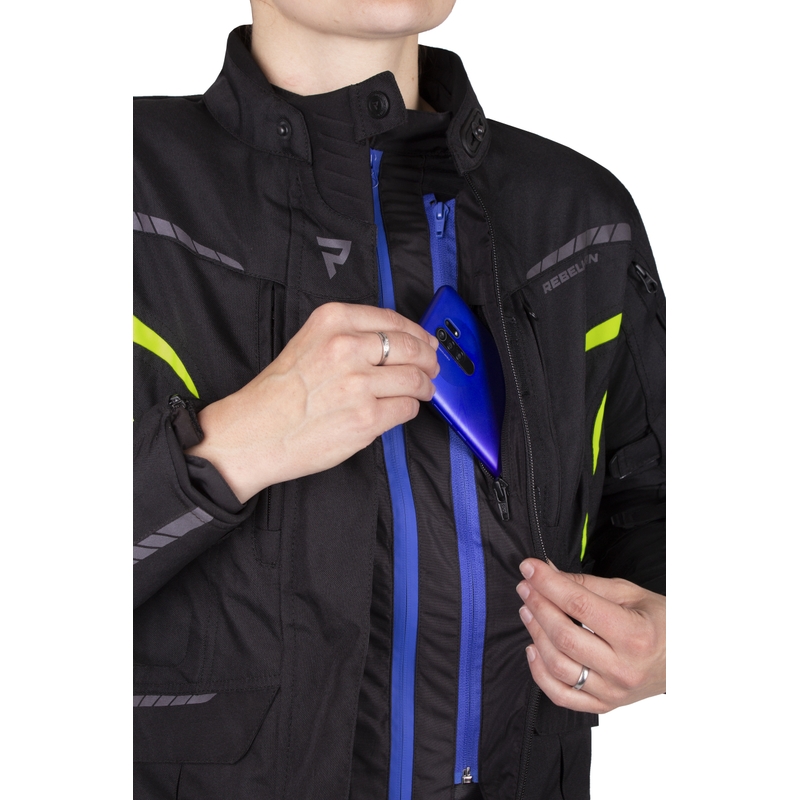 Дамско мото яке Rebelhorn Hiker III black-fluo yellow разпродажба