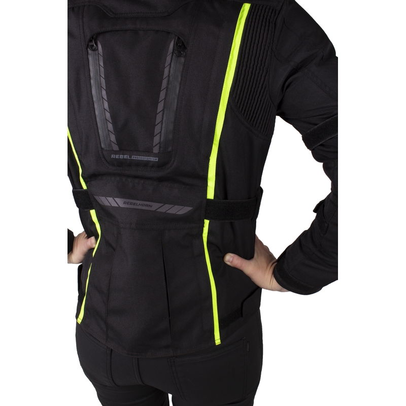 Дамско мото яке Rebelhorn Hiker III black-fluo yellow разпродажба