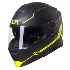 Мотоциклетна каска Street Racer SR V1 черно-флуорово-жълта разпродажба