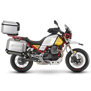 Kompletní sada hliníkových kufrů SHAD TERRA, 37L topcase   36L/47L boční kufry, včetně montážní sady a plotny SHAD MOTO GUZZI V 85 TT