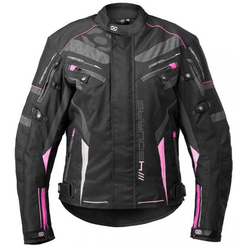 Dámská bunda na motorku 4SQUARE Roadster Dual černo-růžová výprodej