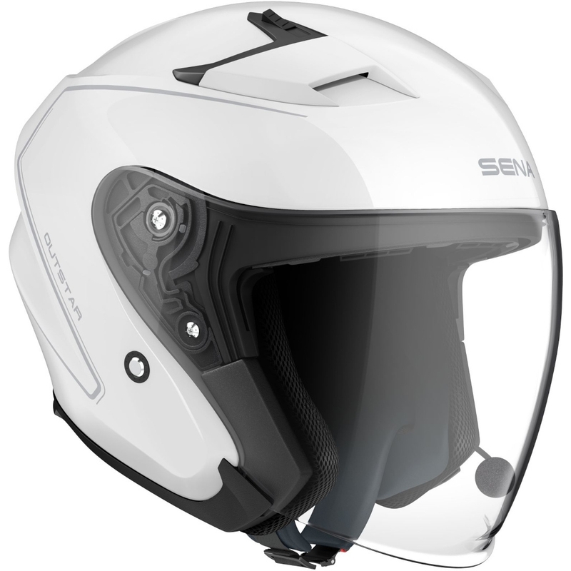 Otevřená přilba na motorku s headsetem SENA Outstar bílá lesklá