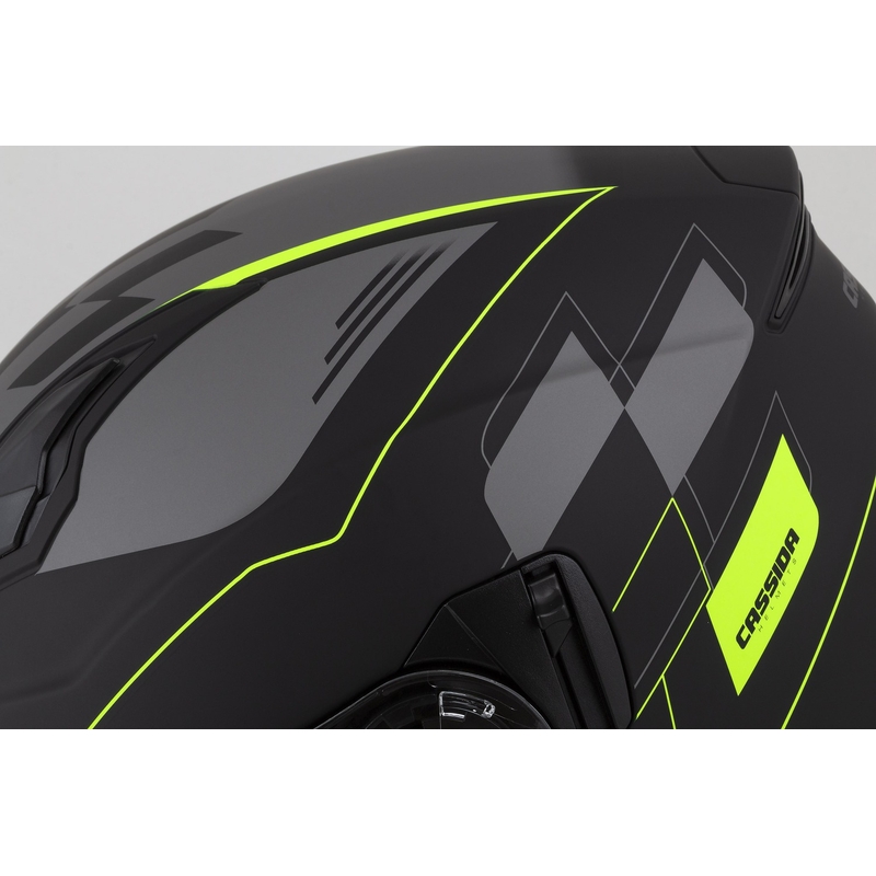 Cassida Jet Tech Roxor отворена мотоциклетна каска черно-сиво-флуо-жълт мат разпродажба