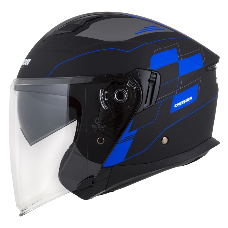 Cassida Jet Tech Roxor Black-Grey-Blue Matte Open мотоциклетна каска