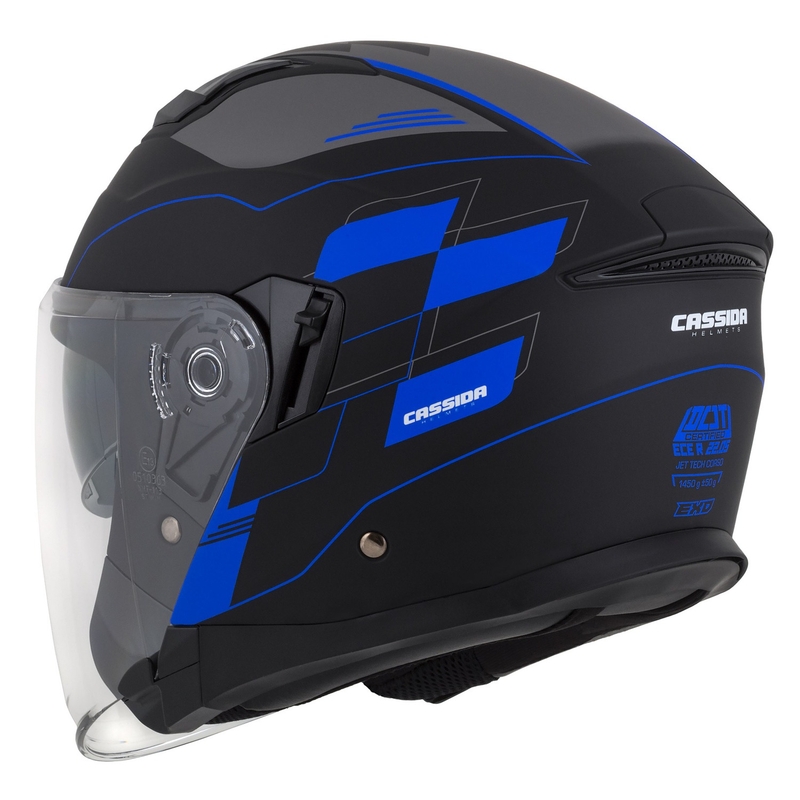 Cassida Jet Tech Roxor Black-Grey-Blue Matte Open мотоциклетна каска
