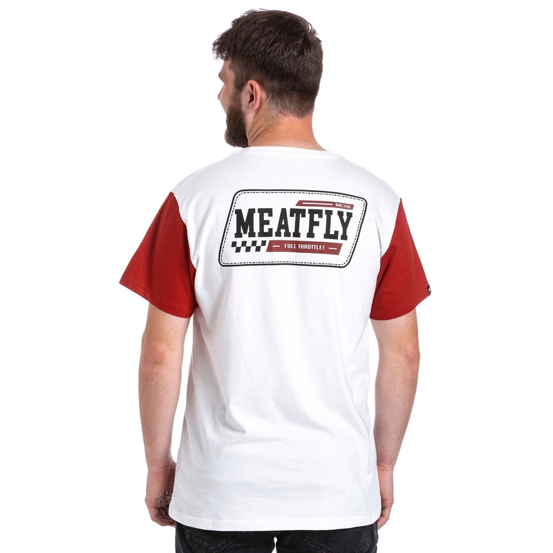 Тениска Meatfly Racing бяло-червена разпродажба