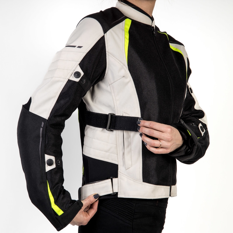 Мотоциклетно яке Ozone Flow Black-Gray-Fluo Yellow за жени разпродажба