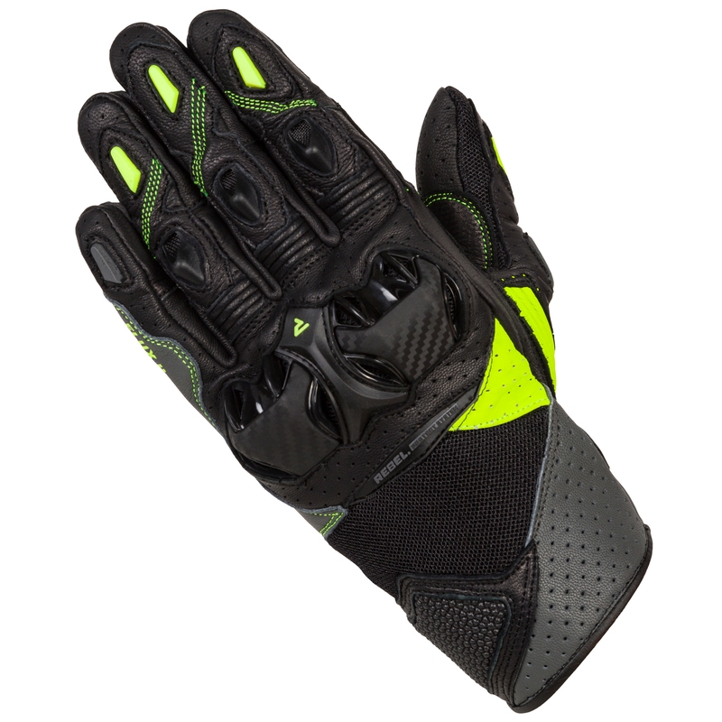 Ръкавици за мотоциклет Rebelhorn Flux II black-fluo-yellow разпродажба