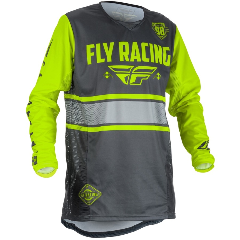 Dětský motokrosový dres FLY Racing Kinetic ERA 2018 - USA šedo-fluo žlutý