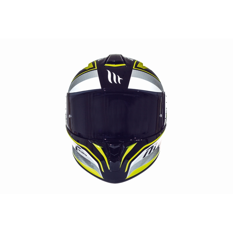 Integrální přilba na motorku MT Targo Interact bílo-fluo žlutá