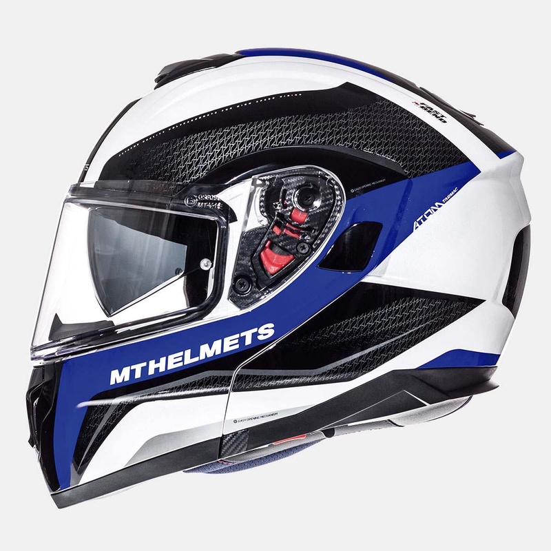 Vyklápěcí přilba na motorku MT Atom Tarmac bílo-černo-modrá výprodej