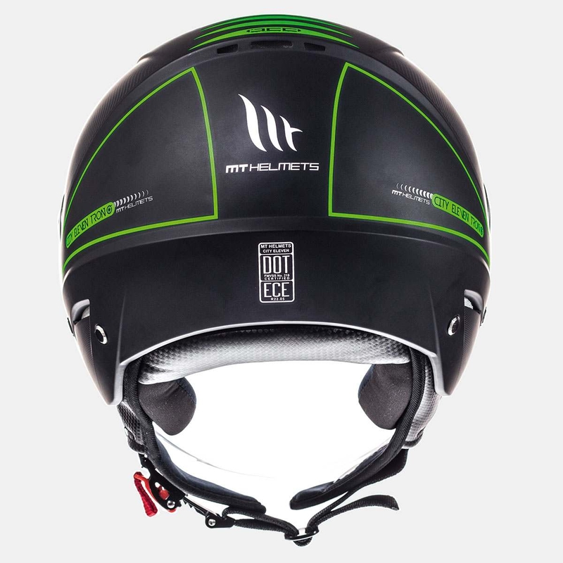 Přilba na motorku otevřená MT City Eleven SV Tron černá matná-fluo zelená výprodej