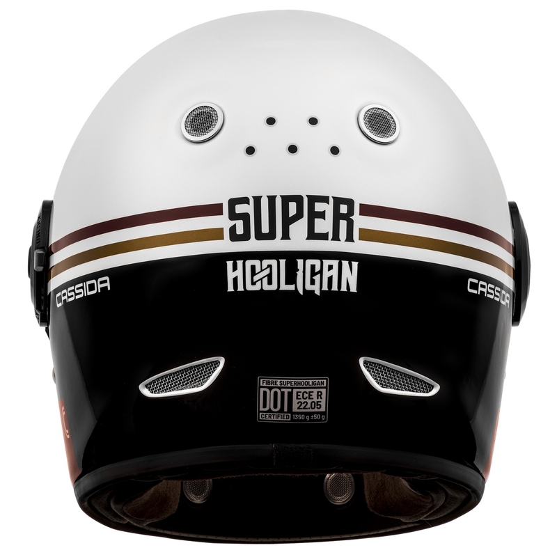 Cassida Fibre Super Hooligan Carat интегрална мотоциклетна каска бяло-черно-червено злато разпродажба