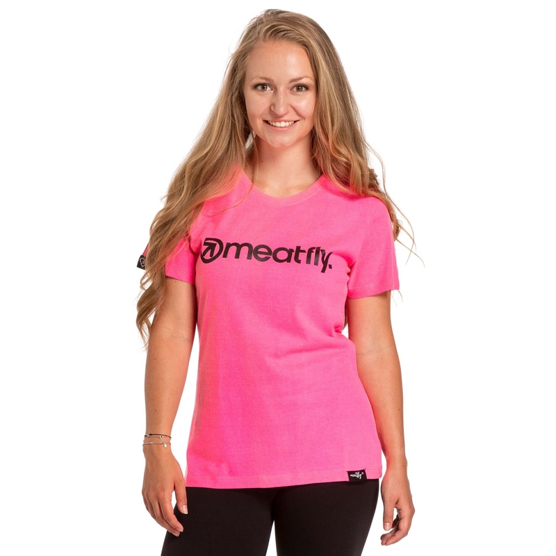Дамска тениска Meatfly Ladies MF Logo neon pink разпродажба