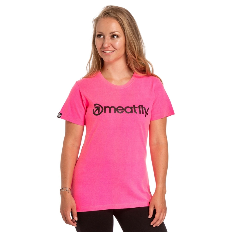 Дамска тениска Meatfly Ladies MF Logo neon pink разпродажба