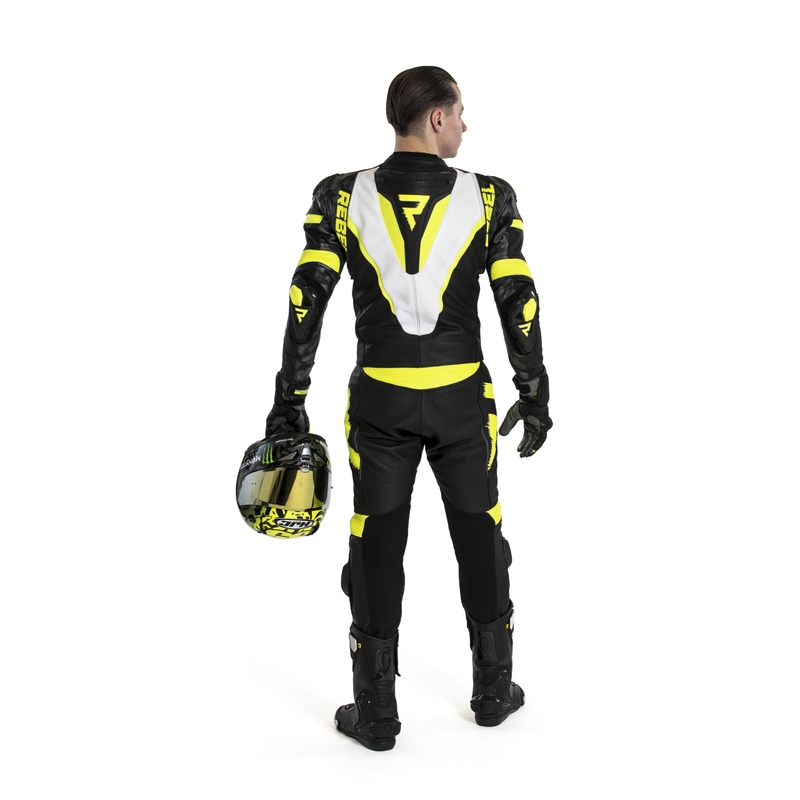 Rebelhorn Rebel Black-White-Fluo Yellow Мотоциклетен комбинезон разпродажба