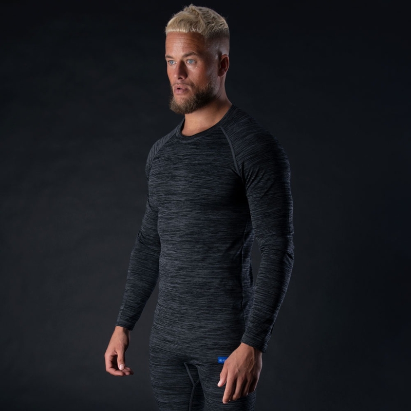 Oxford Advanced Base Layer Черно-сива термална тениска - дълъг ръкав