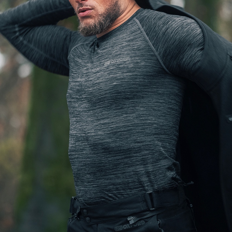 Oxford Advanced Base Layer Черно-сива термална тениска - дълъг ръкав