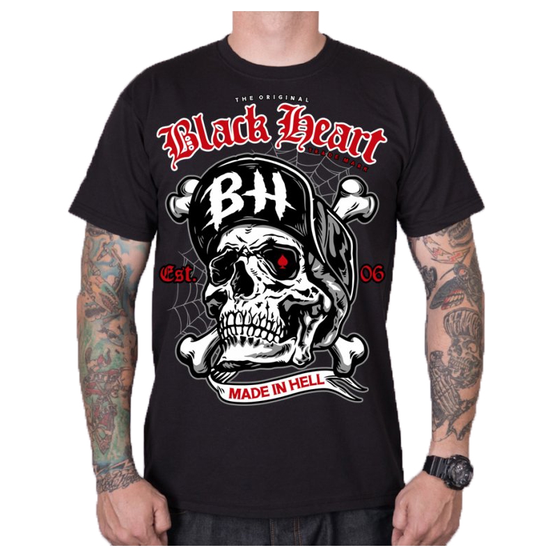 Мъжка тениска Black Heart Skull Bones black разпродажба