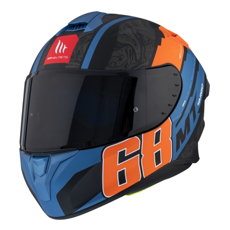 Integrální přilba na motorku MT FF106 Pro Targo Pro Welcome D4 černo-modro-oranžová