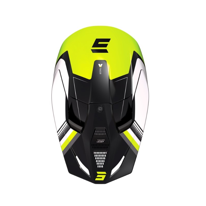 Каска за мотокрос Shot Race Tracer бяло-черно-флуорово жълто разпродажба