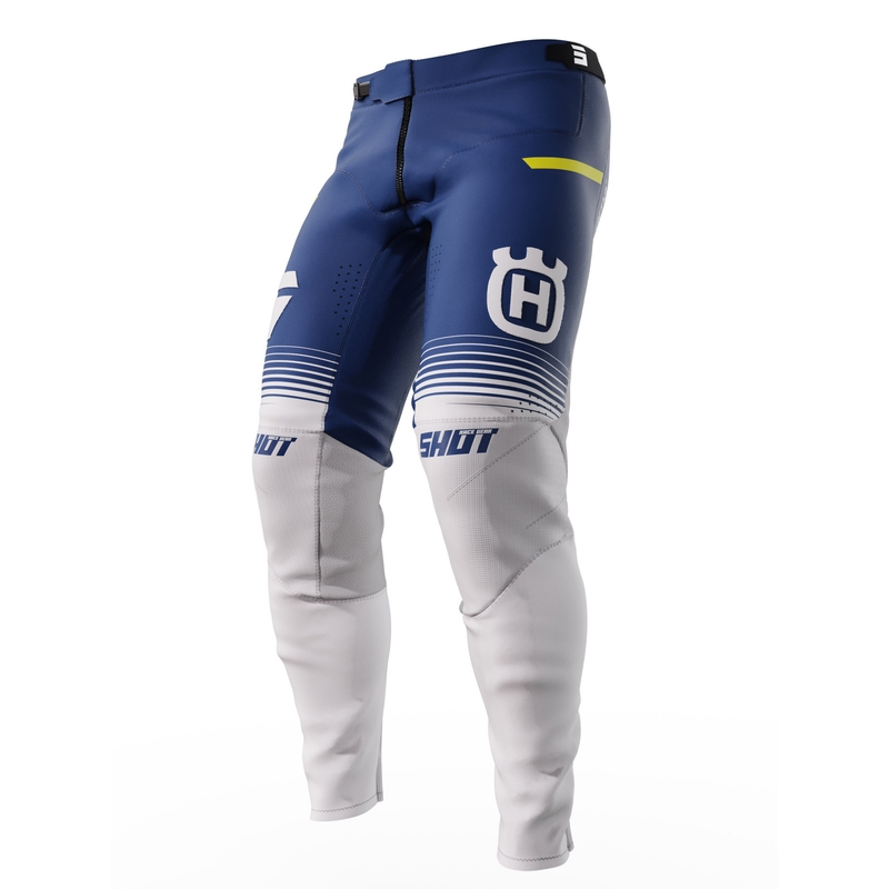 Панталони за мотокрос Shot Aerolite Husqvarna LE бяло-сини разпродажба