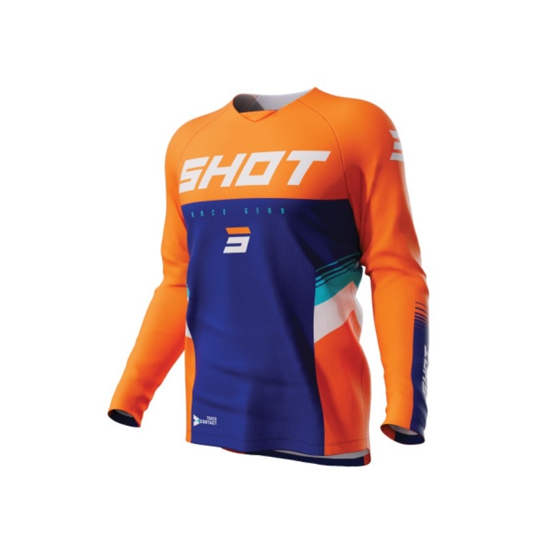 Тениска за мотокрос Shot Contact Tracer синьо-оранжева разпродажба