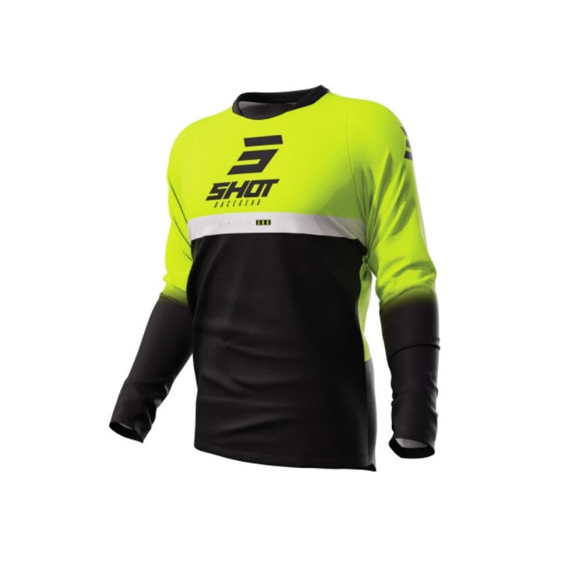 Motokrosový dres Shot Devo Reflex černo-fluo žlutý