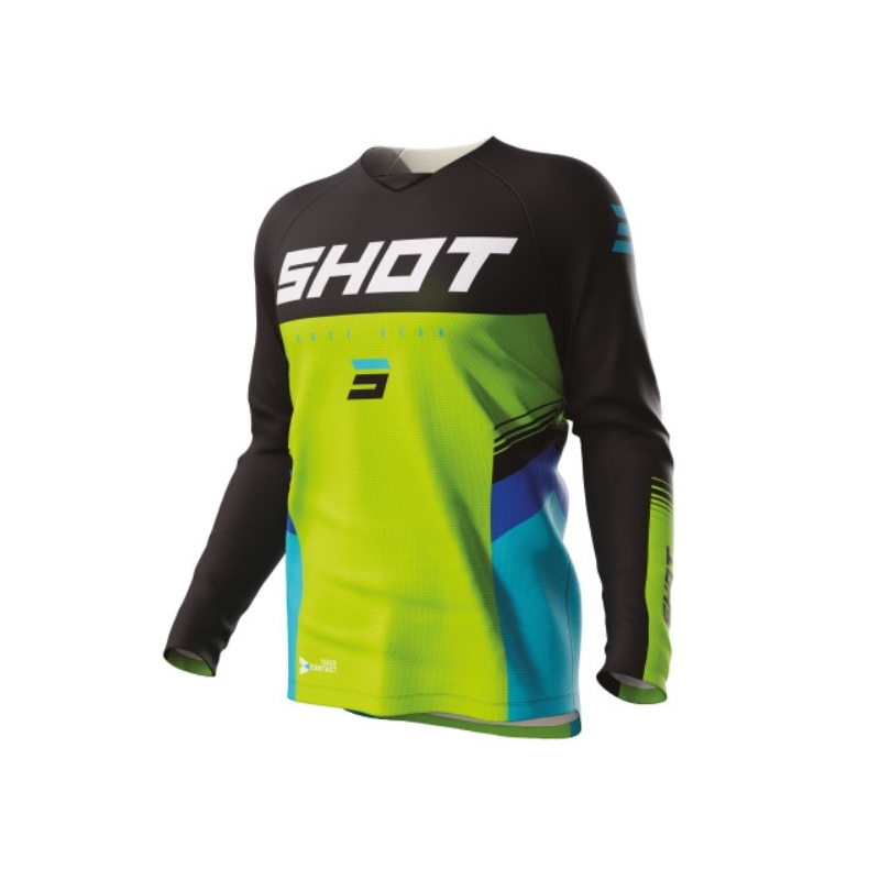 Dětský motokrosový dres Shot Raw Kid Tracer černo-modro-zelený