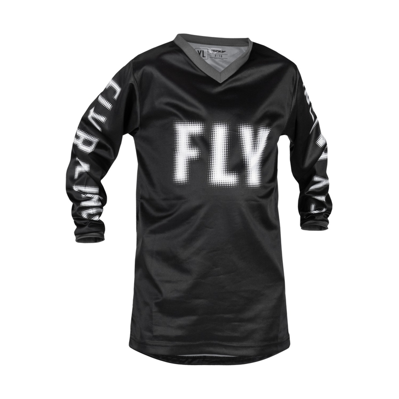 Dětský motokrosový dres FLY Racing F-16 2023 černo-bílý výprodej