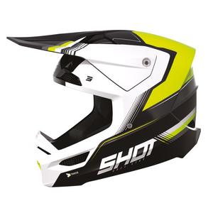 Детска каска за мотокрос Shot Race Tracer бяло-черно-флуорово жълто разпродажба