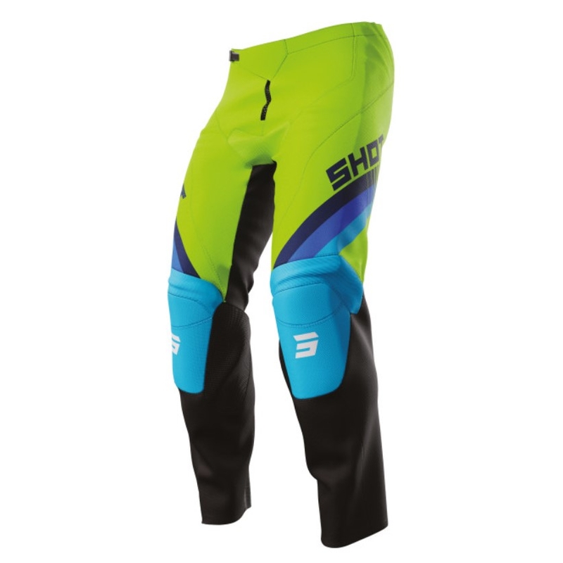 Dětské motokrosové kalhoty Shot Raw Kid Tracer černo-modro-zelené