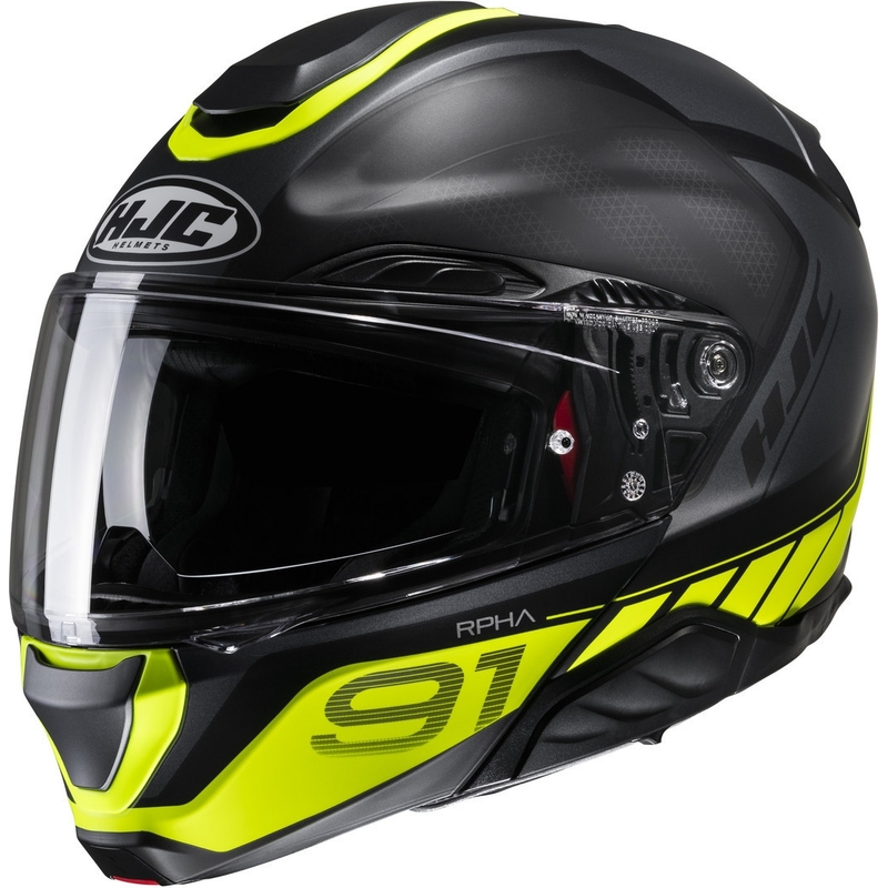 Мото каска HJC RPHA 91 Rafino MC3HSF с отваряща се дръжка, черно-флуоресцентно жълто