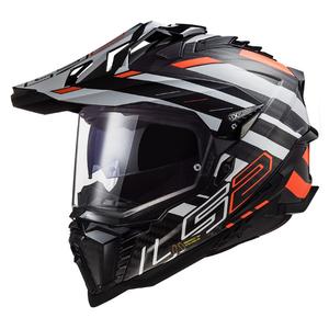 Каска за ендуро LS2 MX701 Explorer C Edge 06 черно-сиво-флуо оранжево