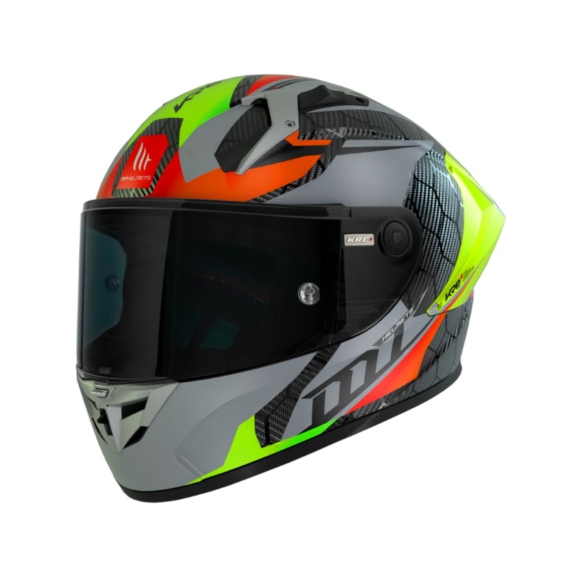 Integrální přilba na motorku MT FF103PLUSC KRE+ Carbon Projectile D2 červeno-zeleno-šedá