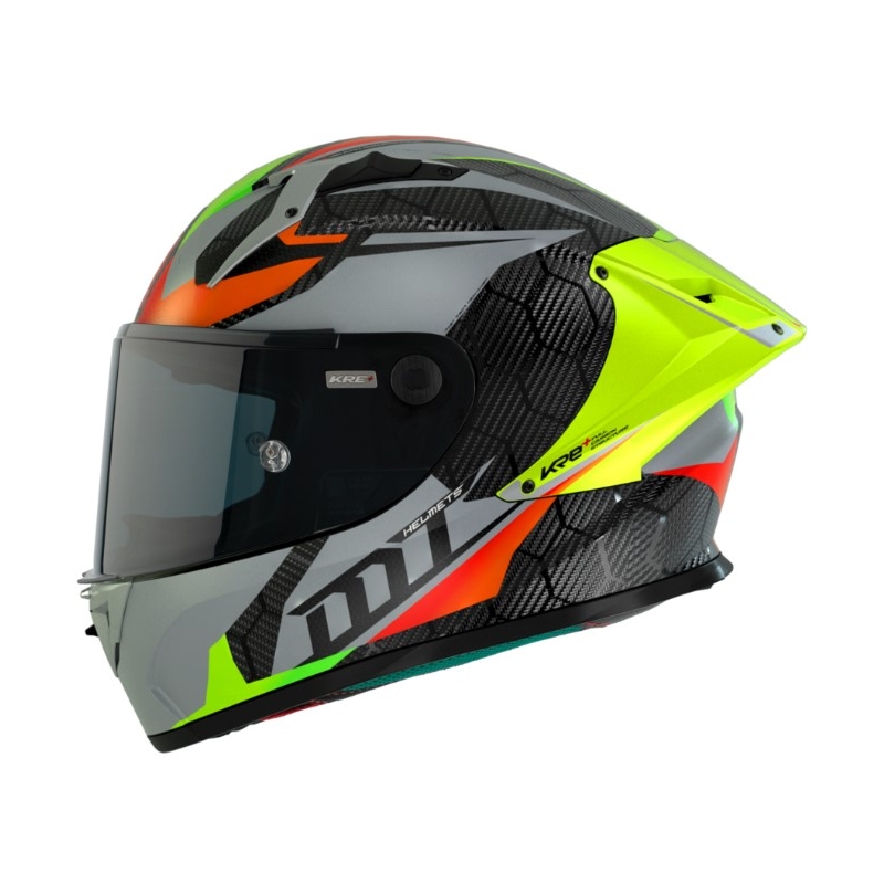 Integrální přilba na motorku MT FF103PLUSC KRE+ Carbon Projectile D2 červeno-zeleno-šedá