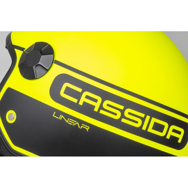 Cassida Handy Plus Linear флуорово жълто-черна отворена мотоциклетна каска