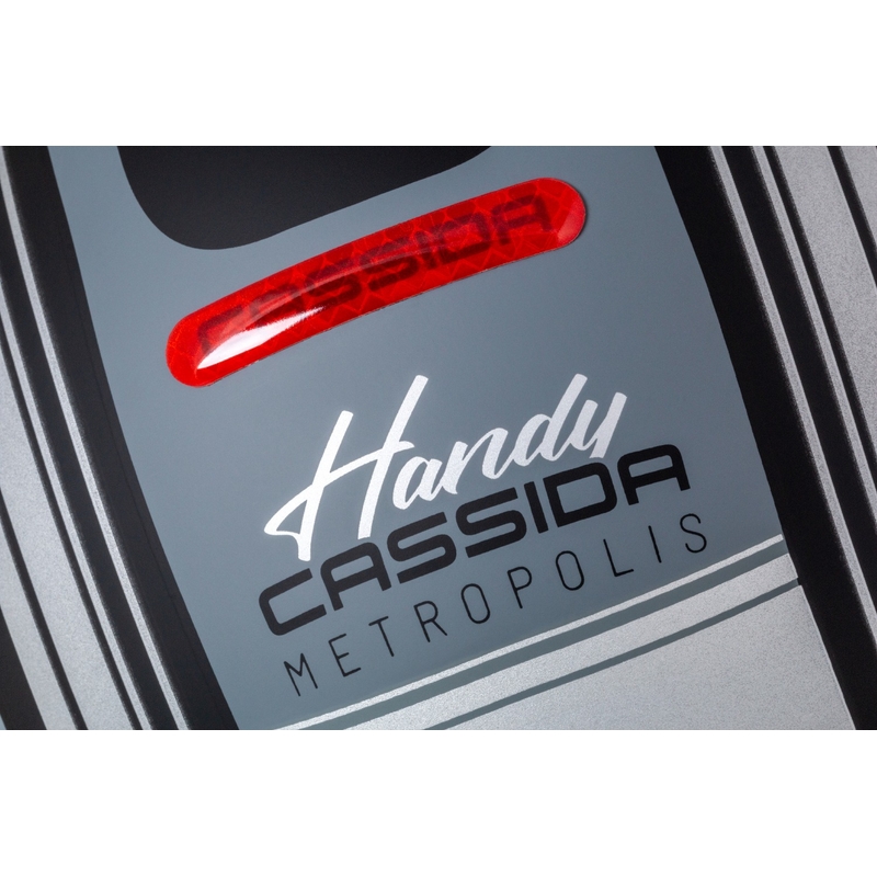 Мотоциклетна каска Cassida Handy Metropolis Vision с отворено лице, черно-светлоотразително сиво