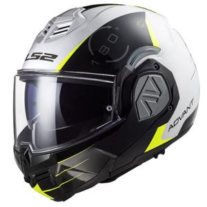 Обръщаща се мотоциклетна каска LS2 FF906 Advant Codex 06 черно-бяло-флуорово жълто