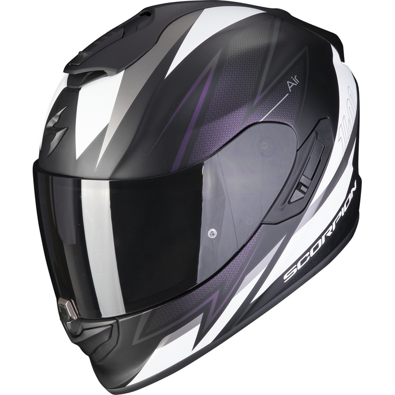 Интегрална каска Scorpion EXO-1400 EVO Air Thelios черно-бяло-лилаво